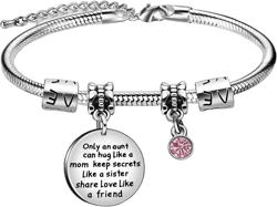 Aoeboz Aunt Jewelry Bracelet for Women Auntie Gifts from Niece Silver Pendant Appreciation Gifts for Auntie Aunt Idea for Aunt Birthday Gifts Mother's Day Gifts Christmas Gifts