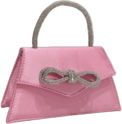 AFB Women's Rhinestone Evening Clutch Purses Bow Satin Handbags Shoulder Crossbody Bag for Party Wedding Prom Pink