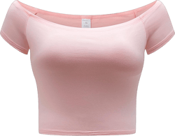 OThread & Co. Women's Off Shoulder Short Sleeve Crop Top Comfy Basic Stretch Layer Shirt Large Peach Pink