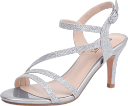 IDIFU Women's Black Nude White Silver Heels for Women Dress Kitten Heels Strappy Open Toe Heels Sandals Wedding Evening Party Shoes for Women Ladies Bridal 5.5 Silver Glitter