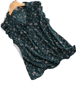 Boho Ditsy Floral Print V neck Top Sleeveless Dark Green Plus Size Blouses (Women's Plus)
