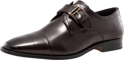 JUMP Men's Mcarthy Fashionable | Light Weight | Leather Upper | Square Cap-Toe | Formal Shoes | Single Monk Strap Oxfords|Brown Size 10