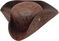 4E’s Novelty Brown Faux Leather Tricorn Hat - Pirate Costume for Men, Women & Kids, Pirate Accessories for Dress Up, Halloween Adult Pirate Costume