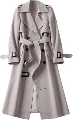 SOMTHRON Women's Double Breasted Long Trench Coat Belted Notch Lapel Overcoat Windproof Classic Outerwear Large Beige White