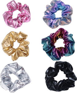 Shiny Scrunchies Metallic Tone Hair Bands Elastic Hair Ties Set Glitter Ponytail Holder Soft Scrunchy for Women(6 Pack Hair Scrunchies)