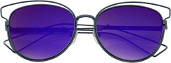 Womens Fashion Open Metal Frame Iridescent Lens Cat Eye Sunglasses 55mm