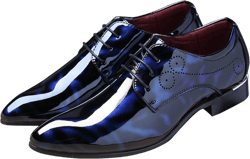 Men Oxford Dress Shoes Brogue Floral Patent Leather Casual Formal Wedding Derby Shoes