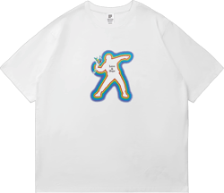 Graphic Tees Men, Vintage Y2K Printed T-Shirt, Summer Unisex Crew Neck Cotton Tops, Casual Shirt for Men, Women XX-Large Distorted Portrait - White