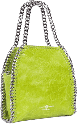 Premium Italian Leather Handmade in Florence, Italy. Crossbody Bag for Women with a Detachable Chain Strap Made in Italy Lime Green