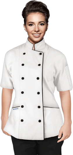 Short Sleeves Tailored Fit Chef Coat Jacket Uniform for Women for Food Service, Caterers, Bakers and Culinary Professional White Large