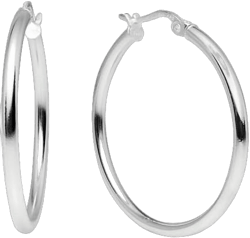 925 Sterling Silver Hoop Earrings for Women, Round-tube Design, Shiny Polish Finish with Click-Top Closure, Tarnish and Nickel Free, Various Sizes 30mm - 1 1/5"