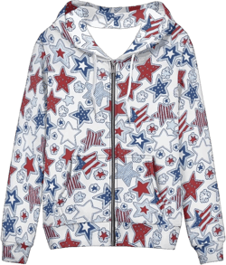 SYtrade Womens Zip Up Hoodies Long Sleeve Spring Casual Sweatshirts Jacket Trendy Hoodie with Pockets XX-Large American Flag Stars
