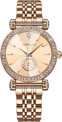 FANMIS Classic Lady Rhinestone Diamond Watches Ultra-Thin Luxury Business Dress Watches Stainless Steel Analog Waterproof Casual Lady Wrist Watches Fashion Simple Women Watch Rose gold