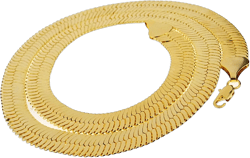 Bling Cartel Mens 14k Yellow Gold Plated Herringbone Chain 30" Inch x 14MM Wide Thick Flat Hip Hop Necklace