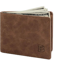 Ikeay Pu Leather Wallet for Men Tsv Men's Bifold Wallet Slim Minimalist Front Pocket Wallet Id Window Card Case Rfid Blocking Wallet with 6 Slots Slots Purse Black/Brown,Wallet