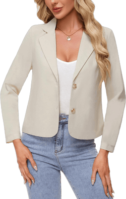 MINTLIMIT Linen Blazer for Women Long Sleeve Lapel Button Blazers Lightweight Casual Work Office Tailored Jacket Suits Large Beige