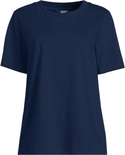 Lands' End Women's Cotton Relaxed Short Sleeve Crew Neck T-Shirt - Medium - Midnight Navy