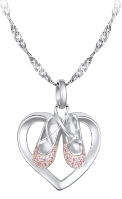 925 Sterling Silver Christmas Gifts for Women Ballerina Necklace Pendant Jewelry Heart Necklace Cubic Zirconia Ballet Slippers Shoes Necklace for Women Teen Little Girl & Dancer 18"