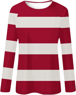 Orange and White Striped Ghost Sweater Lightweight Sweaters for Women Red Pink Green White Striped Long Sleeve Shirt 2-red Large