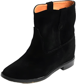 Women's Round Toe Genuine Leather Vintage Ankle Boots Flat Bottom Sleeve Short Barrel Cowboy Boots 9 Black