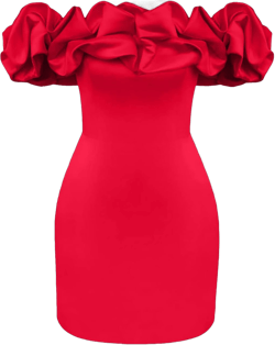 Women's Off Shoulder Strapless Ruffle Trim Ruched Sleeveless Bodycon Mini Party Dress Elegant Cocktail Dress Clubwear Large Red
