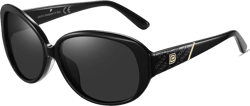 DUCO Oversized Acetate Frame Polarized Sunglasses for Women Retro Vintage Ladies Shades 1220s Black Frame Grey Lens