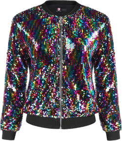 KANCY KOLE Womens Sequin Jacket with Pockets Casual Long Sleeve Front Zip Party Bomber Blazer S-2XL Large Multicolor