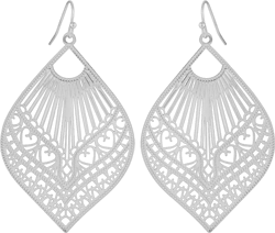 Time and Tru Women's Silver Tone Filigree Drop Earrings