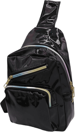 Holographic Sling bag for Women Girls Rainbow Chest Bag Sling Daypack Girls Shiny Waist Pack Leather Crossbody Fanny Pack Holographic Black