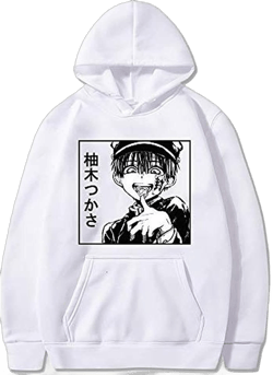 Anime Toilet Bound Hanako Kun Printed Cotton Cozy Hoodies Hooded Sweatshirts Pullovers Unisex Hoodie Large White