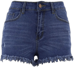 Women's Oversize Distressed Jeans Hot Pants Denim Cut-Offs Ripped Cuffed Daisy Dukes Jeans Shorts XX-Large C-raw Hem Dark Blue