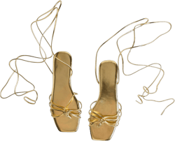 GORGLITTER Women's Lace Up Flat Sandals Gladiator Thong Sandals Ankle Strap Square Toe Summer Shoes 8 Gold