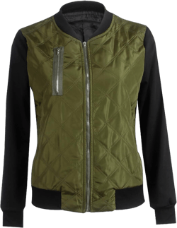 tuduoms Women's Quilted Jackets Lightweight Long Sleeve Zip Up Bomber Jacket Pockets Stand Collar Winter Outwear Windbreaker X-Large Army Green