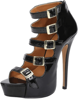 MAIERNISI JESSI Unisex Men's Women's Sandals Platform Parallel Straps Stiletto High Heels Zip Boots 14 Women/12.5 Men Black