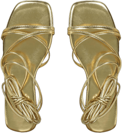 GORGLITTER Women's Metallic Lace Up Gladiator Sandals Criss Cross Tie Up Vacation Sandals 8 Gold