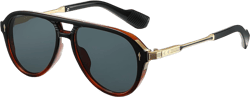 Vintage Retro 70s Sunglasses for Women Men, Fashion Disco Glasses, Double Bridge Aviators Black/Red