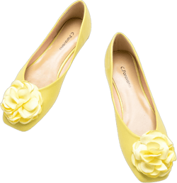 C.Paravano Ballet Flats for Women | Womens Flats Shoes | Square Toe Flats| Women's Flats | Slip On Dress Shoes | Flower Shoes 6.5 Light Yellow