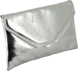 LONI Womens Stylish Large Envelope Metallic Clutch Bag/Shoulder Bag Wedding Party Prom Bag Large Metallic Silver