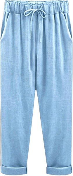Women Linen Pants Women's Cotton Linen Summer Pants Petite Relaxed Fit Black Linen Work Pants Women Breathable Solar Eclipse Light Blue #1 7X-Large