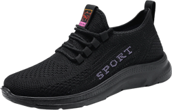 ZIZOCWA Women'S Running Shoes Sports Breathable Air Cushion Work Sneakers Non-Slip Slip-On Lightweight Walking Tennis Shoes Soft Sole Black Size37