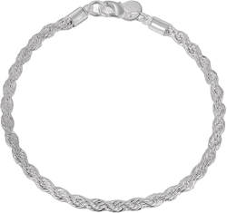 Feshionn IOBI Diamond Cut Rope Chain Silver Bracelet For Woman