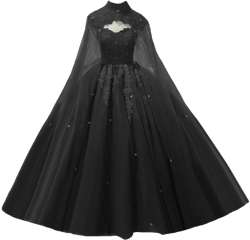 Mouccy Women's Sweetheart Quinceanera Dresses with Cape Puffy Tulle Lace Ball Gown Beaded Prom Dress for Sweet 15 16 12 Black