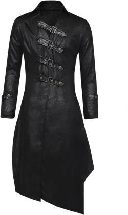 Women's Velvet Leather Jacket Gothic Steampunk Long Trench Coat Costume