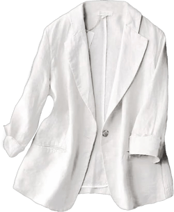 Kinghua Women's Casual One Button Linen Blazer Jackets Lapel 3/4 Sleeve Suit Blazer Large White