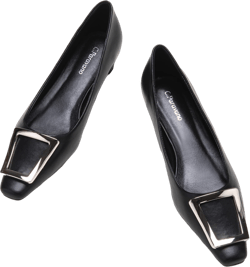 C.Paravano Chunky Low Heel Women's Square Toe Pumps Slip-On Closed Toe Low Heeled Pearl Ankle Strap Pumps Bridal Wedding Shoes 6.5 Black C8