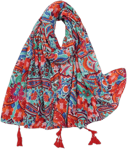 Yeieeo Boho Scarf for Women Lightweight Floral Printed Scarf Fall Winter Fashion Fringed Shawl Color 7