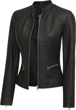 Decrum Real Leather Jacket Women - Cafe Racer Motorcycle Style Leather Jackets Fashion Outfit Clothes Small N185 - Black Leather Jacket Women