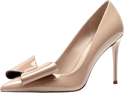 YDN Women Elegant Stiletto High Heel Pumps Pointed Toe Slip on Dress Sandal Shoes Slide Patent Leather with Bow Shoes for Office Ladies Size 4-15 US 12 Beige