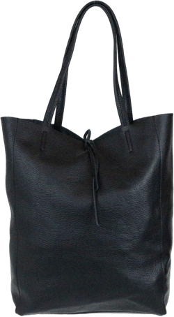Girly HandBags Womens Open Top Genuine Leather Handbag Black