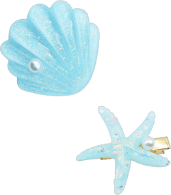 Starfish Shell Pearl Hair Clip Set, Artificial Mermaid Costume Hairpin Princess Headwear for Girls Women Hair Accessories (Blue)